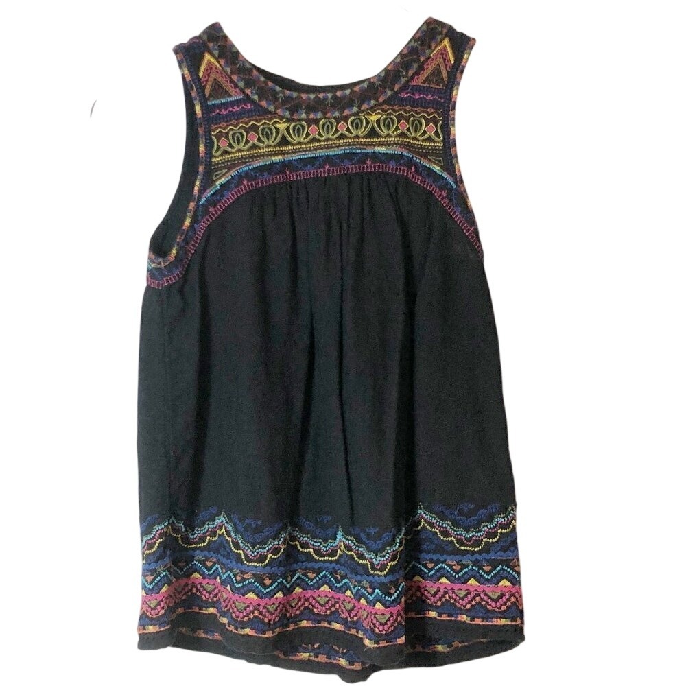 Anthropologie Akemi + Kin Mesa Embroidered‎ Beaded Boho Sleeveless Top Size 0